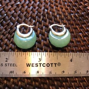 Jade and sterling hoop earrings